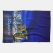 シンガポールシティスカイラインアットナイト キッチンタオル (横)