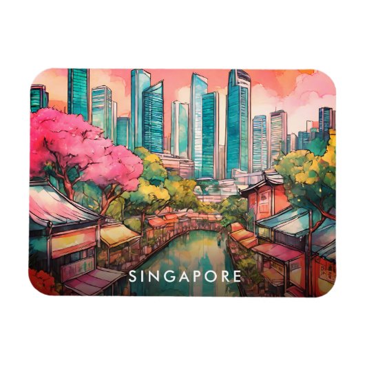 シンガポールシティビュカラフルー マグネット (横)