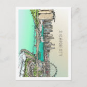 シンガポールシティーフェスティバルトラベルプレイスイラストレーション ポストカード (正面)