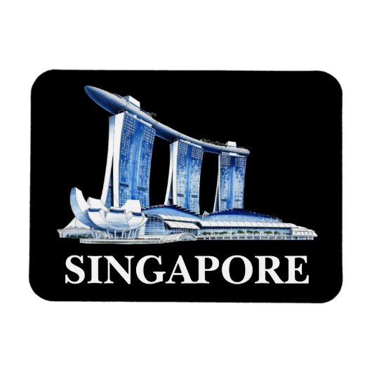 シンガポールスタイリッシュスカイライン旅行 マグネット (横)