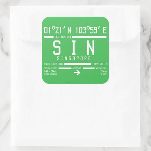 シンガポールチャンギ国際的空港コード スクエアシール (バッグ)