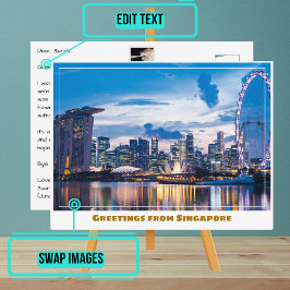 シンガポールフライヤー&マリーナベイサンズモダン ポストカード