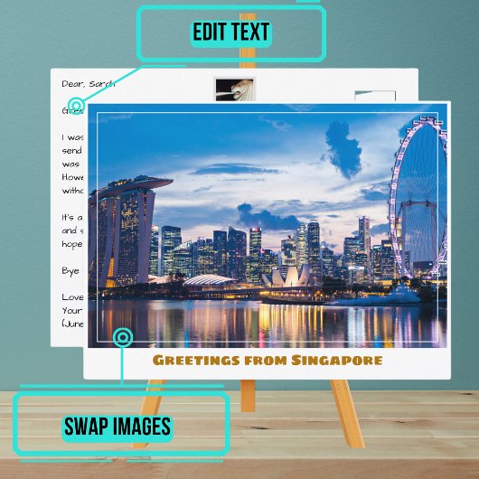 シンガポールフライヤー&マリーナベイサンズモダン ポストカード