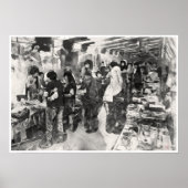 シンガポールフリーマーケット – ペンアンドウォッシュスケッチプリント ポスター (正面)