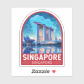 シンガポールマリーナベイナイトトラベルアートヴィンテージ シール (シート)