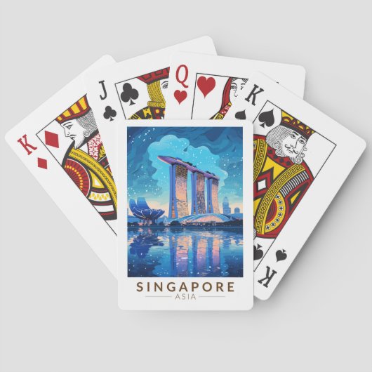 シンガポールマリーナベイナイトトラベルアートヴィンテージ トランプ (裏面)