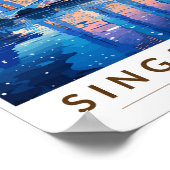 シンガポールマリーナベイナイトトラベルアートヴィンテージ ポスター (角)