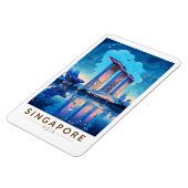 シンガポールマリーナベイナイトトラベルアートヴィンテージ マグネット (左側)