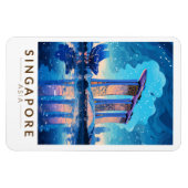 シンガポールマリーナベイナイトトラベルアートヴィンテージ マグネット (横)