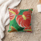 シンガポールレッドアンチューリウムフラワー クッション (ブランケット)