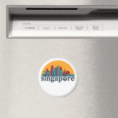 シンガポールレトロシティスカイラインシティスケープアート マグネット (インサイチュ (食洗機))