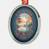 シンガポールレトロ動揺してサークル メタルオーナメント (左)