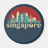シンガポールヴィンテージシティスカイラインシティスケープアート マグネット (正面)