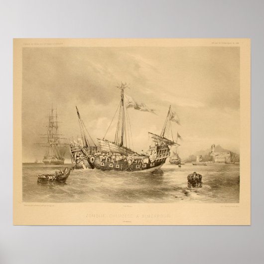 シンガポール中国ののジャンクス ポスター (正面)