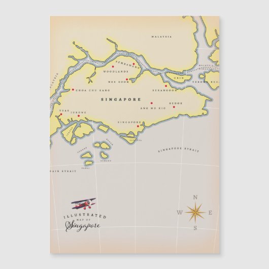シンガポール図解入りの、写真付きのの地図 (正面)