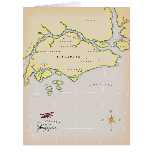 シンガポール図解入りの、写真付きのの地図 (正面)