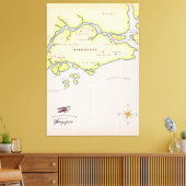 シンガポール図解入りの、写真付きのの地図 キャンバスプリント (インサイチュ (リビング))