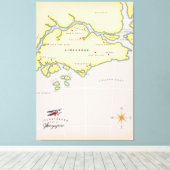 シンガポール図解入りの、写真付きのの地図 キャンバスプリント (インサイチュ (ウッドフロア))