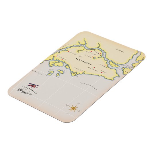 シンガポール図解入りの、写真付きのの地図 マグネット (左側)