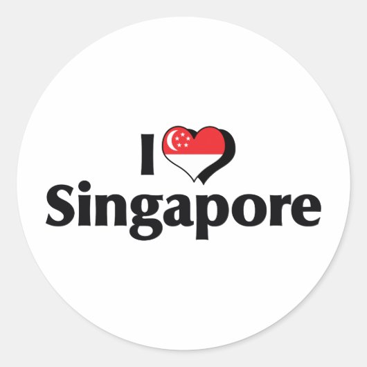 シンガポール国旗が好き ラウンドシール (正面)