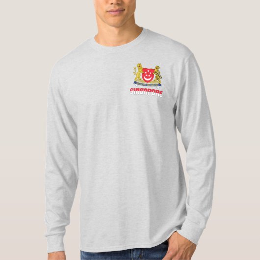 シンガポール国旗とコート・オブ・アームズ Tシャツ (正面)