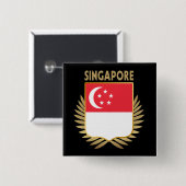 シンガポール国旗のシールド 缶バッジ (正面&裏面)