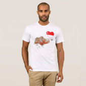 シンガポール国旗のハートと地図Tシャツ Tシャツ (正面フル)