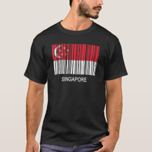 シンガポール国旗のバーコード Tシャツ