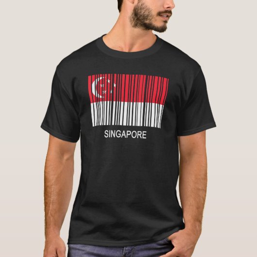 シンガポール国旗のバーコード Tシャツ (正面)