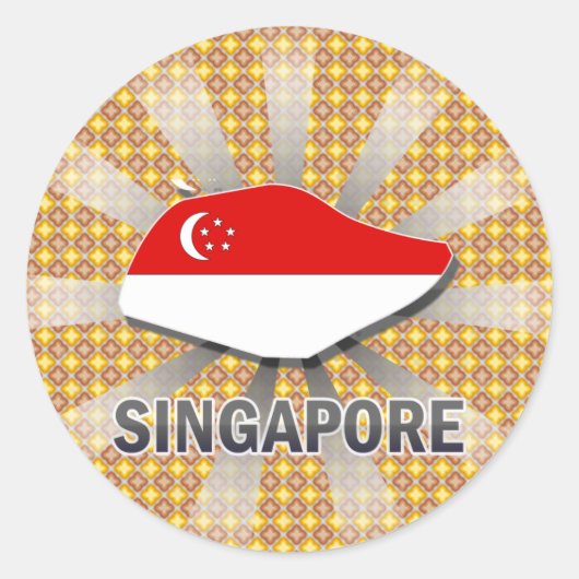 シンガポール国旗の地図2.0 ラウンドシール (正面)