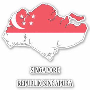 シンガポール国旗の地図 シール