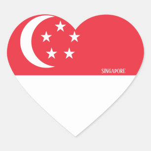 シンガポール国旗の華やかな愛国心 ハートシール