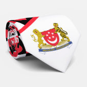 シンガポール国旗ハートシンガポールの紋章 ネクタイ (ロール)