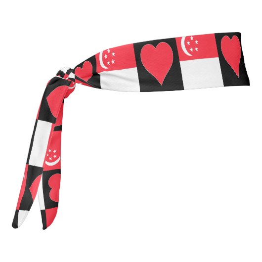 シンガポール国旗ハートラブパターンシンガポール タイヘッドバンド (回転270)
