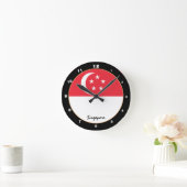 シンガポール国旗、シンガポール愛国家庭/デザイン ラウンド壁時計 (ホーム)