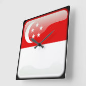 シンガポール国旗 スクエア壁時計 (傾斜)