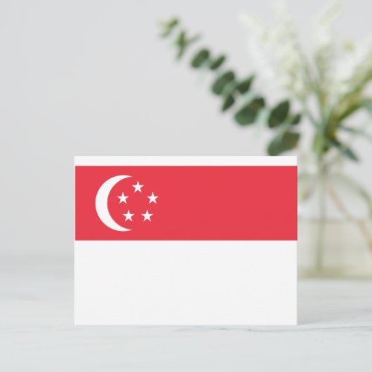 シンガポール国旗 – 新加坡国旗 – ベンデラシンガポール ポストカード (スタンド正面)