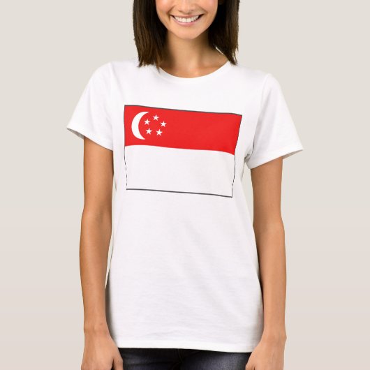 シンガポール国旗x地図Tシャツ Tシャツ (正面)