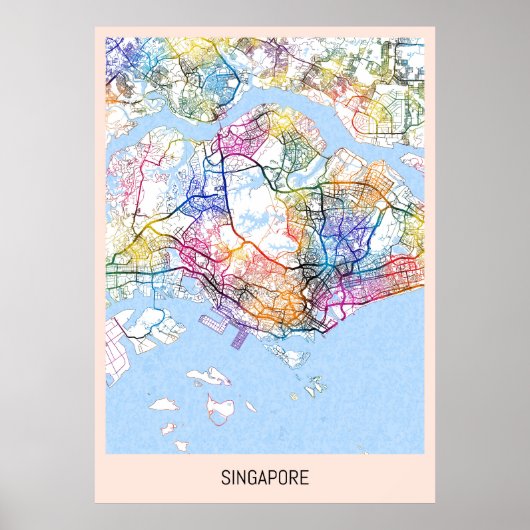 シンガポール地図 ポスター (正面)