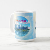 シンガポール市レトロスカイライン コーヒーマグカップ (正面左)