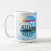 シンガポール市レトロスカイライン コーヒーマグカップ (左)