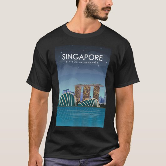 シンガポール旅行ポスターin Night Tシャツ (正面)