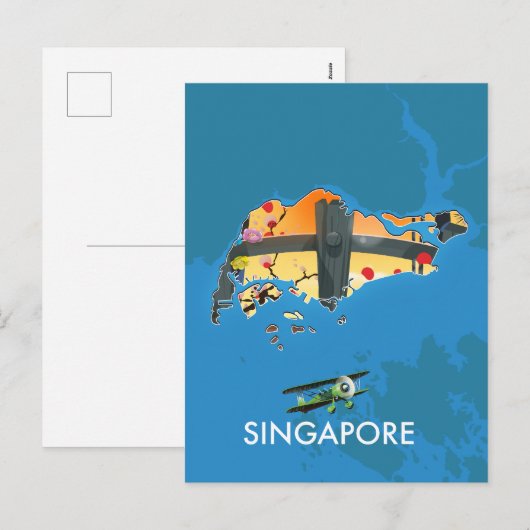 シンガポール旅行地図 シーズンポストカード (正面/裏面)