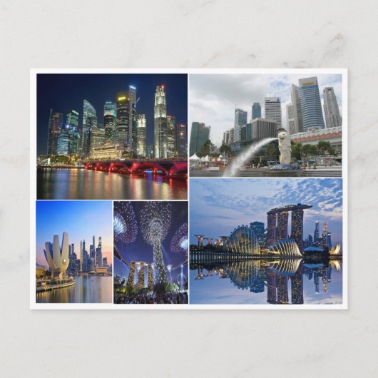 シンガポール旅行庭園は湾のコラージュ ポストカード (正面)