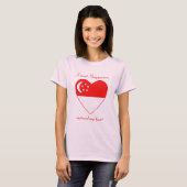 シンガポール旗スイートハートTシャツ Tシャツ (正面フル)