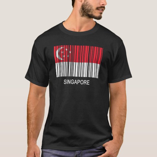 シンガポール旗バーコード Tシャツ (正面)