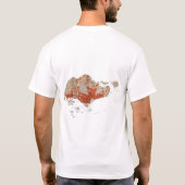 シンガポール旗+地図+テキストTシャツ Tシャツ (裏面)