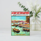 シンガポール港のセーリングボート、ヴィンテージ旅行 ポストカード (スタンド正面)