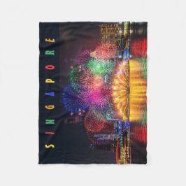 シンガポール花火 フリースブランケット