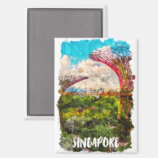 シンガポール・アジア水彩旅行 マグネット (正面/裏面)